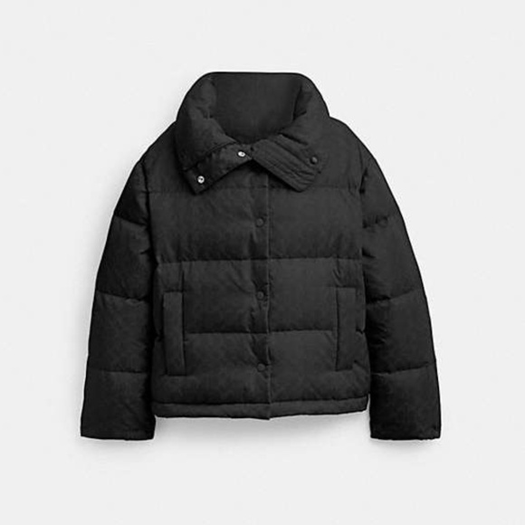 Signature Jacquard Short Puffer In Recycled Polyamide - Picture 1 of 7